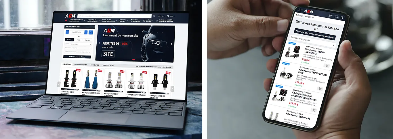 Site internet e-commerce de AGMVISION créé par l'agence web Aurion