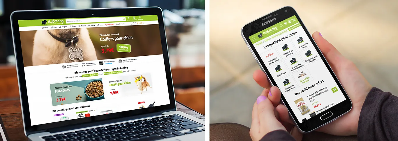 Site internet e-commerce de Auberdog créé par l'agence web Aurion