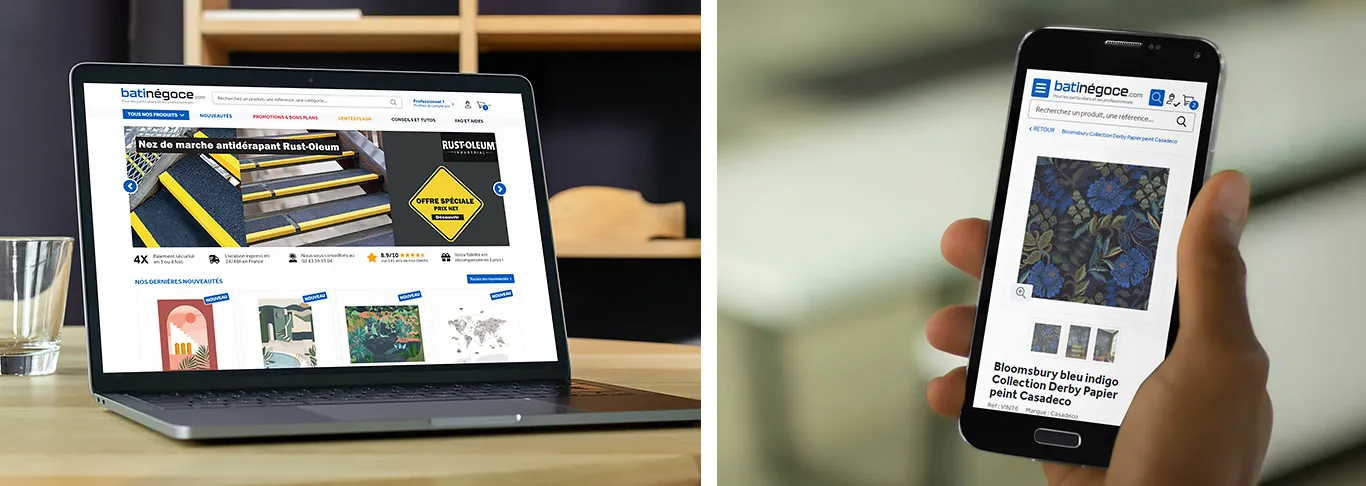 Site internet e-commerce de Batinégoce créé par l'agence web Aurion