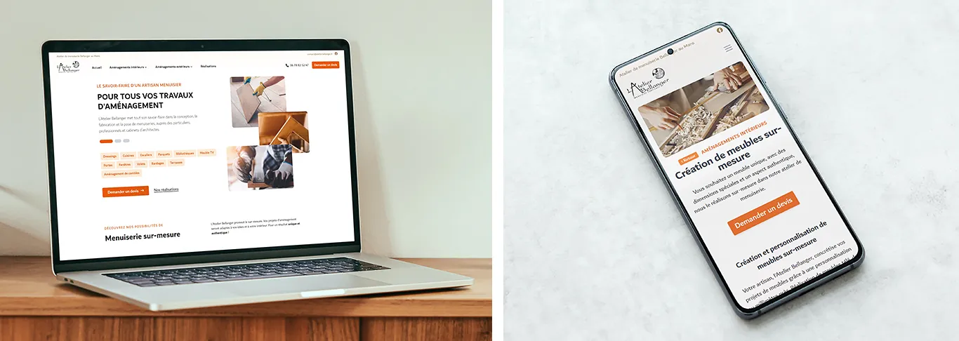 Site internet créé pour l'atelier de menuiserie Bellanger