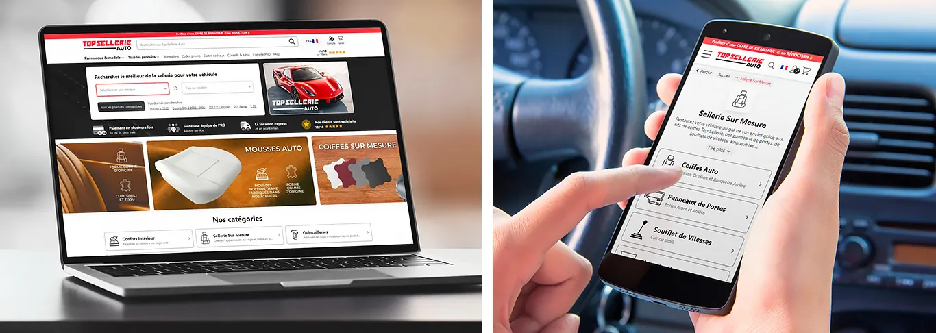 Site internet e-commerce de TopSellerie créé par l'agence web Aurion